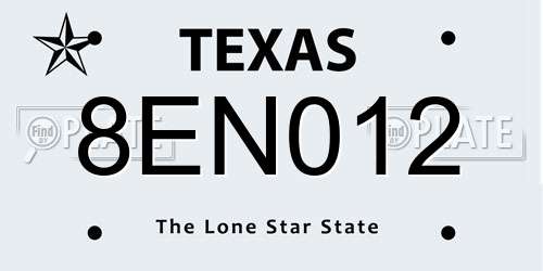 8EN012 Texas License Plate