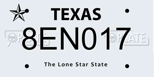 8EN017 Texas License Plate