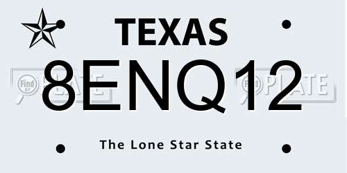 8ENQ12 Texas License Plate