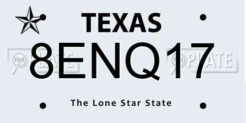 8ENQ17 Texas License Plate