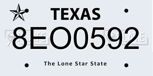 8EO0592 Texas License Plate