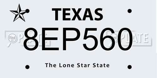 8EP560 Texas License Plate