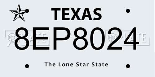 8EP8024 Texas License Plate