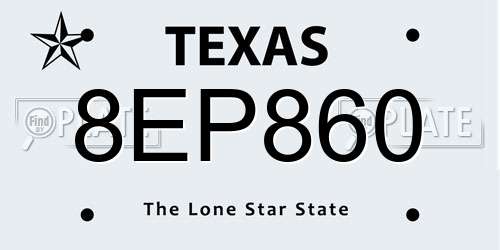 8EP860 Texas License Plate
