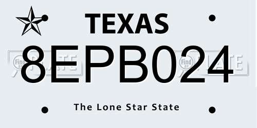 8EPB024 Texas License Plate