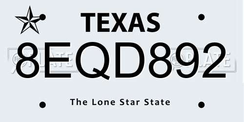 8EQD892 Texas License Plate