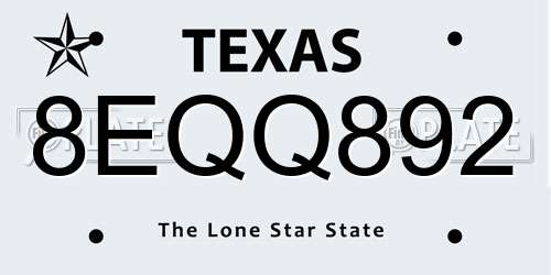 8EQQ892 Texas License Plate