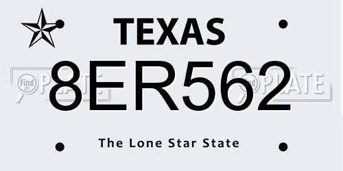 8ER562 Texas License Plate