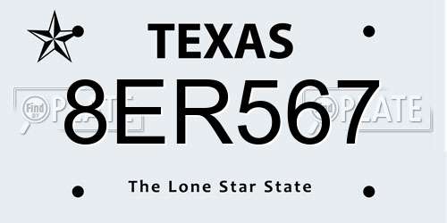 8ER567 Texas License Plate