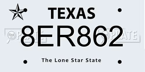 8ER862 Texas License Plate