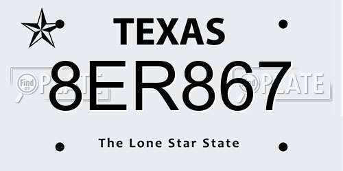 8ER867 Texas License Plate