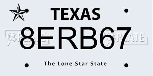 8ERB67 Texas License Plate