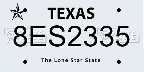 8ES2335 Texas License Plate