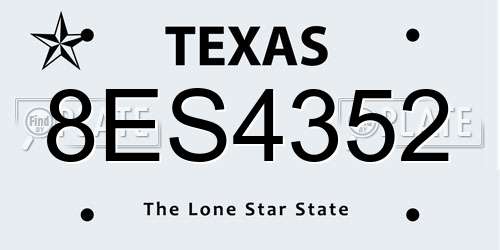 8ES4352 Texas License Plate