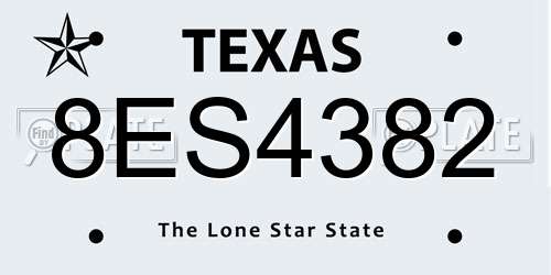 8ES4382 Texas License Plate