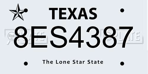 8ES4387 Texas License Plate