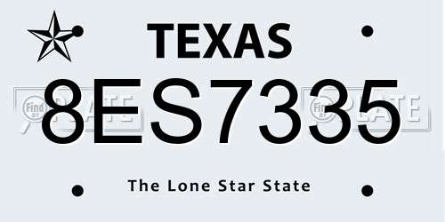 8ES7335 Texas License Plate