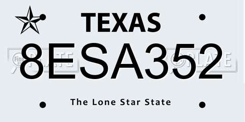 8ESA352 Texas License Plate