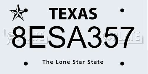 8ESA357 Texas License Plate
