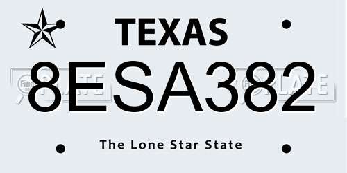 8ESA382 Texas License Plate