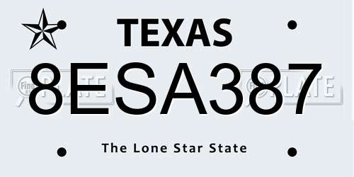 8ESA387 Texas License Plate