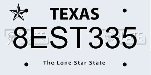 8EST335 Texas License Plate