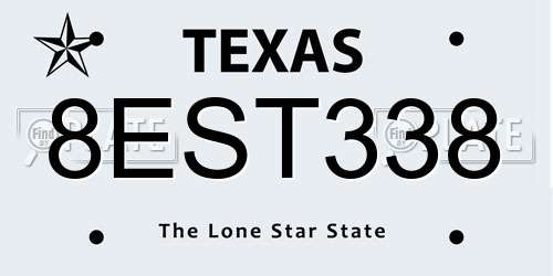8EST338 Texas License Plate
