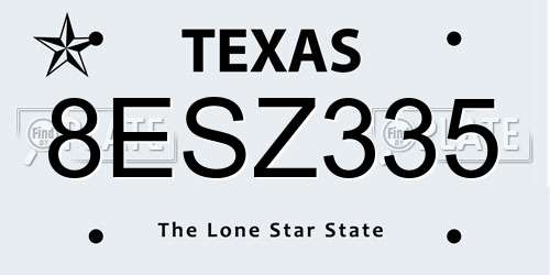 8ESZ335 Texas License Plate