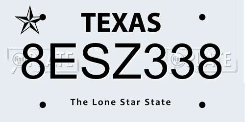 8ESZ338 Texas License Plate