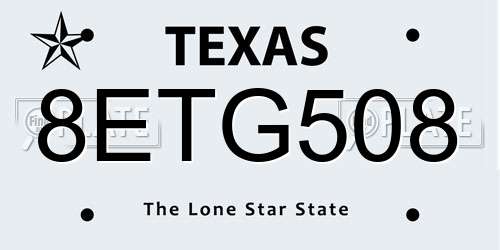 8ETG508 Texas License Plate