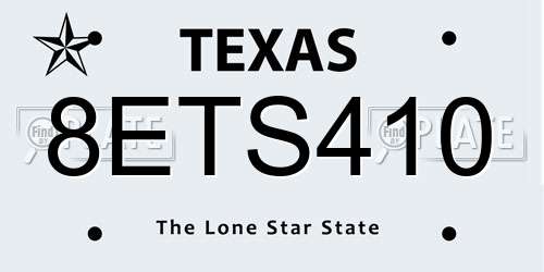 8ETS410 Texas License Plate