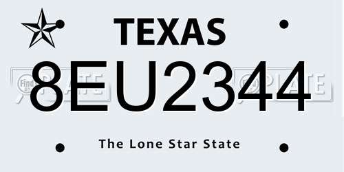 8EU2344 Texas License Plate