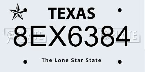 8EX6384 Texas License Plate