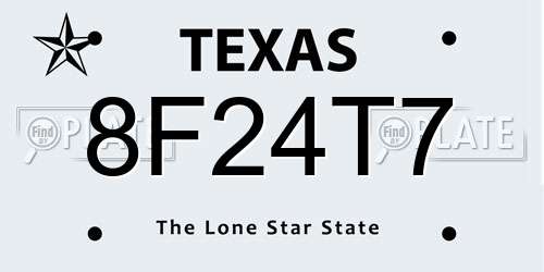 8F24T7 Texas License Plate