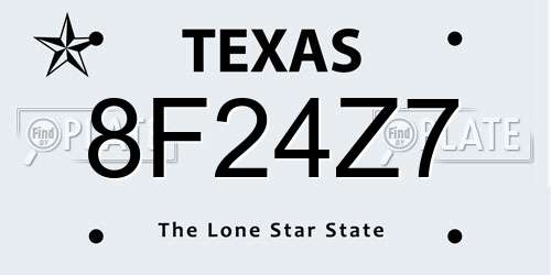 8F24Z7 Texas License Plate