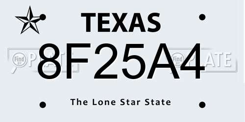 8F25A4 Texas License Plate