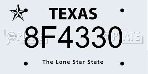 8F4330 Texas License Plate