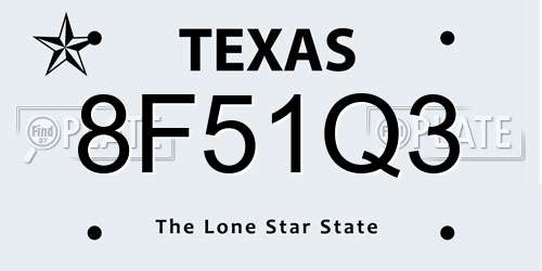 8F51Q3 Texas License Plate