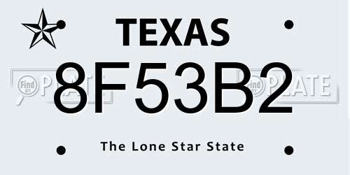 8F53B2 Texas License Plate