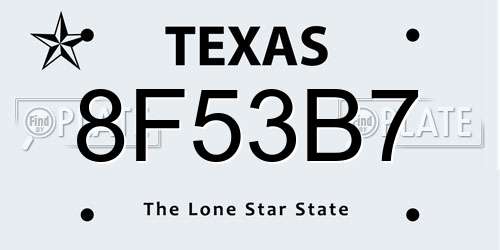 8F53B7 Texas License Plate