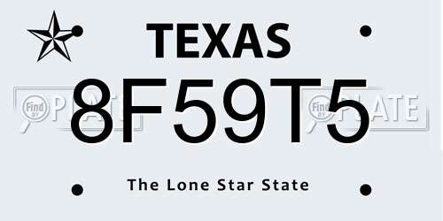 8F59T5 Texas License Plate