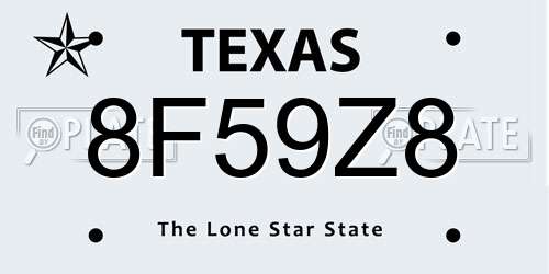 8F59Z8 Texas License Plate