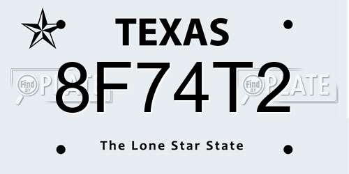 8F74T2 Texas License Plate
