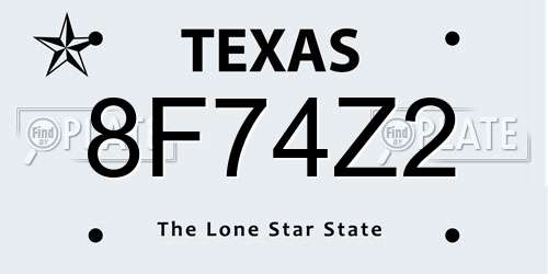 8F74Z2 Texas License Plate