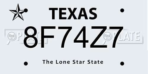 8F74Z7 Texas License Plate