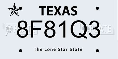 8F81Q3 Texas License Plate