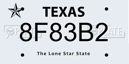 8F83B2 Texas License Plate