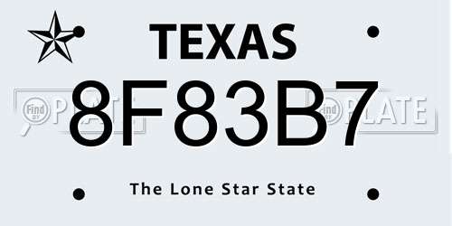 8F83B7 Texas License Plate