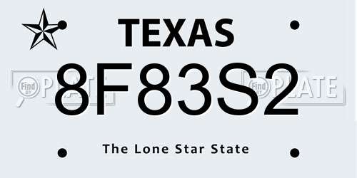 8F83S2 Texas License Plate