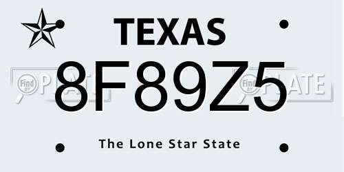 8F89Z5 Texas License Plate